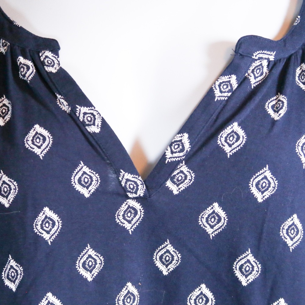 Lane Bryant 26/28 Navy Boho Print Peasant Top Puff Sleeve Plus Size - Picture 5 of 14